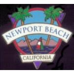 CITY OF NEWPORT BEACH, CA PALM TREES AND SAILBOAT SCENE PIN